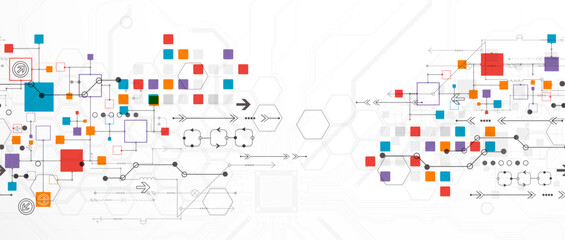 Wall Mural - Abstract technology concept. Circuit board, high computer color background. Vector illustration with space for content, web - template, business tech presentation.