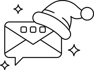 Wall Mural - A black and white image of a hat on top of an envelope with a smiley face