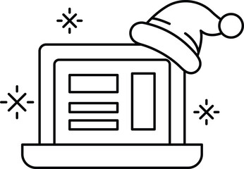 Wall Mural - A laptop with a Santa hat on top of it