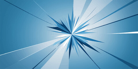 Bright blue abstract starburst illustration with glow and energy pattern