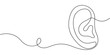 © Saheda - Human ear one continuous line, Single line editable vector drawing of the hearing part of the body, Concept of the World Day of the Deaf,  Vector illustration of human ear continuous single line