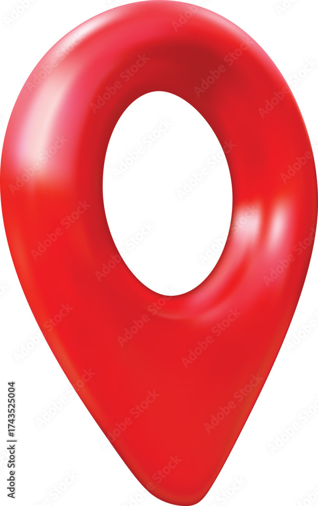 Geotag 3d vector icon, realistic map pin red color, travel app ...