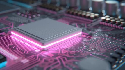Close-up of a modern computer microchip.