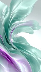 Canvas Print - Stylish Abstract Waves Flowing Smoothly in Faded Mint and Light Orchid Colors for Visual Appeal