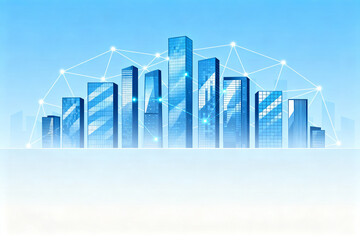 Futuristic cityscape with connected buildings