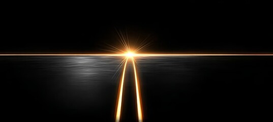 Wall Mural - A Stunning Geometric Abstract Design Featuring a Golden Line in a Dark Sky at Dusk with Sunbeams
