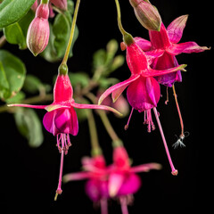 Wall Mural - Fuchsia Blossoms with a Dark and Moody Backdrop