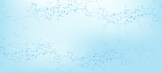 Wall Mural - Structure molecule and communication Dna, atom, neurons. Science concept for your design. Connected lines with dots. Medical, technology, chemistry, science background. illustration.