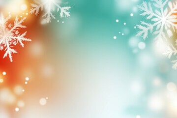 Festive snowflakes on colorful bokeh background with holiday lights