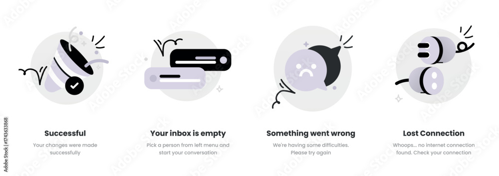 Task Lost Empty Empty State Illustration Set – Successful, Your Inbox is Empty ...