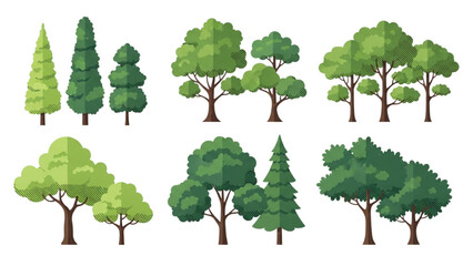 Wall Mural - Top View Green Trees Vector Set – Botanical Elements for Outdoor Plan, Map, and Architecture Drawing