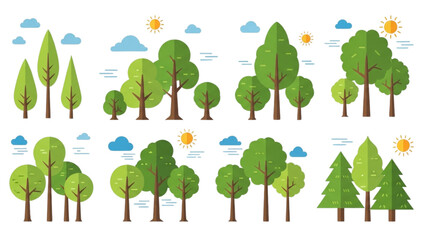 Wall Mural - Top View Green Trees Vector Set – Botanical Elements for Outdoor Plan, Map, and Architecture Drawing