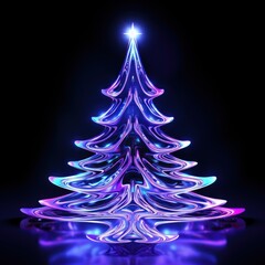 Wall Mural - Neon christmas tree light tradition illuminated.