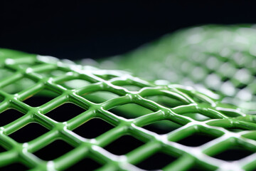green plastic mesh creating abstract geometric pattern