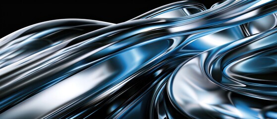 Wall Mural - Abstract chrome soft blue dark background luxurious.