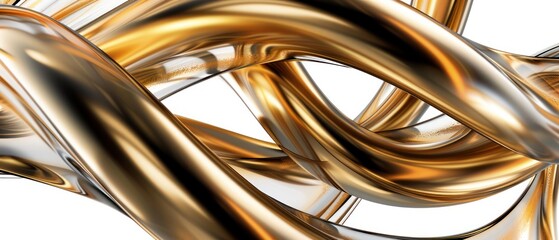 Wall Mural - Abstract gold flow metallic gloss texture curve wave light on white background.