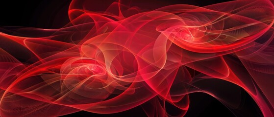 Wall Mural - Abstract background red smoke flow overlay curve wave swirl on dark background.