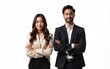 © zhao - Set of Portrait of couple young businessman and businesswoman, Standing posing arms crossed, isolated on white background, png. High quality