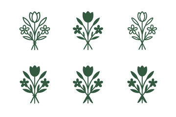 Wall Mural - Floral Logo Variations. Nature vibe package design with flowers and plants. Set Logo of Packaging: bouquet icon. harmonious logo variations of the same