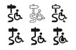 © Влада Яковенко - Accessible Wayfinding Logos. Designing for accessibility in urban environments. Set Logo of wayfinding map: directional sign with accessible route. harmonious