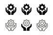 © Svitlana - Productivity Hands Logos. Assisting with tasks. Set Logo of Productivity: helping hands silhouette. harmonious logo variations of the same emblematic concept,