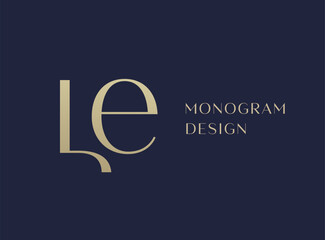 Wall Mural - LE letter logo icon design. Classic style luxury initials monogram.