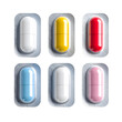 © Silhouettehub - Colorful medication capsule pills in blister pack close-up on transparent background