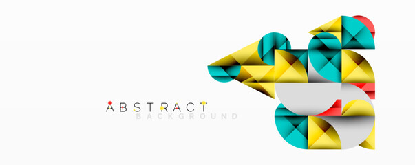 Wall Mural - Modern abstract background features geometric shapes, vibrant colors, dynamic composition. Clean design, suitable for various projects.