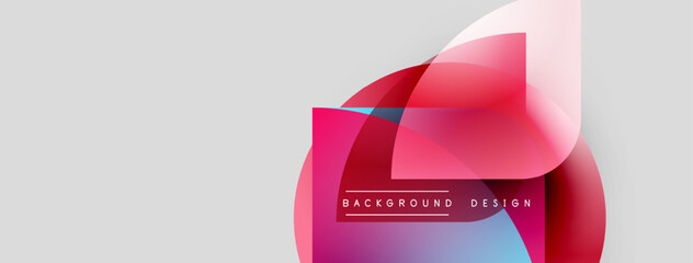 Wall Mural - Abstract design features overlapping pink, blue shapes. Text reads background design within central rectangle. Minimalist, modern aesthetic.