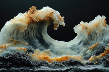 Canvas Print - Elegant Meandering Curves of Rice Wine River on Dark Background