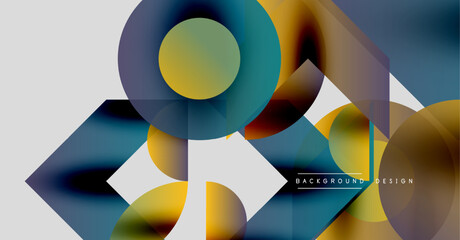 Wall Mural - Abstract geometric shapes overlap, creating dynamic colorful composition. Modern design elements blend smoothly.