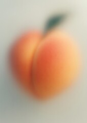 Wall Mural - Blurred peach with green leaf.