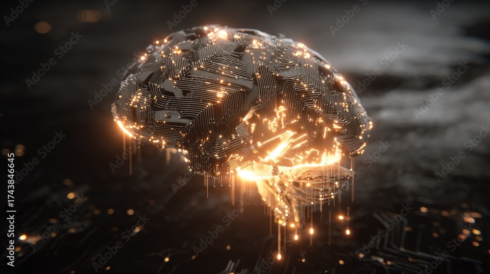 Digital brain with neural network. Concept of artificial intelligence ...