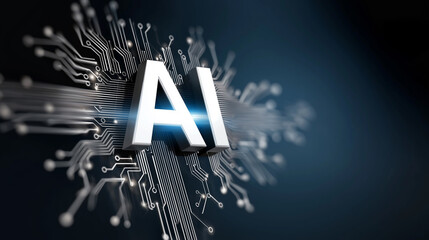 Artificial Intelligence and Neural Network Circuit Pattern Representing Machine Learning Data Processing Digital Technology And Future Innovation in AI Powered Systems, Long Copy Paste Area