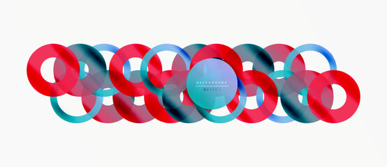 Wall Mural - Abstract colorful overlapping circles create dynamic visual texture. Modern design element for backgrounds, banners, presentations.