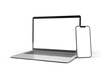 © sdecoret - Mobile phone and laptop isolated on transparent background 3d rendering
