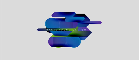 Wall Mural - Abstract fluid shapes, blue tones, white background. Text reads background design. Modern graphic element, dynamic composition.