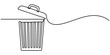 © SREEPOLOK - One line drawing trash bin clean environment vector. One continuous line drawing of garbage container. abstract line art illustration.