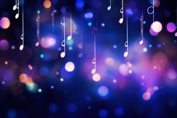 Wall Mural - Musical note bokeh effect background backgrounds purple light.