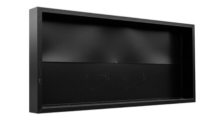 An empty black metal rectangular frame isolated on white background cutout transparent png