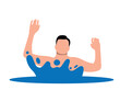 © Eugen - Man Drowning in Lake River or Sea. People and outdoor activities, accident while swimming and dangerous life threatening situation vector
