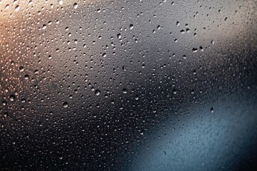 Wall Mural - Morning dew pattern on an automobile glass surface