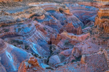 Wall Mural - Majestic natural scenery of ocher cliffs in a canyon landscape