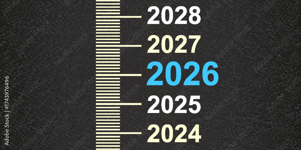 Year change scale, New Year 2026, timeline Stock Vector | Adobe Stock