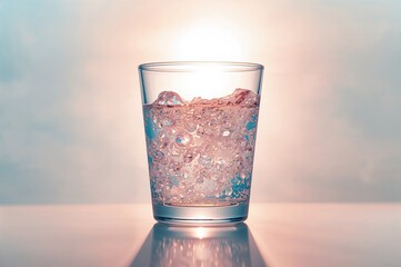 Wall Mural - Gentle sunlight passing through a water glass creates a stunning refracted light design.