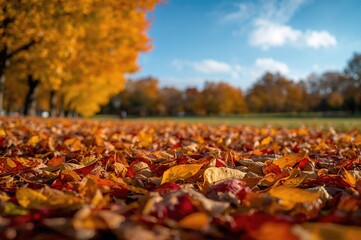Wall Mural - Autumn-themed backdrop featuring vibrant foliage