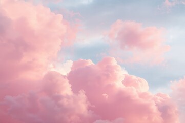 Wall Mural - Gentle rose-colored clouds against a muted pastel sky with a hazy atmosphere