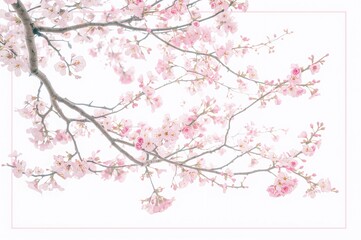 Wall Mural - pink almond blossoms on spring branches without leaves, isolated on a white background