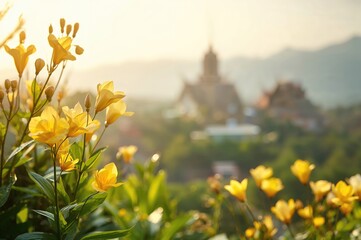 Wall Mural - spring scenery featuring yellow blooms
