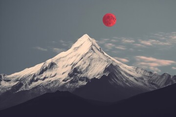 Wall Mural - Minimal Collage Retro dreamy of south asian astronomy mountain outdoors.